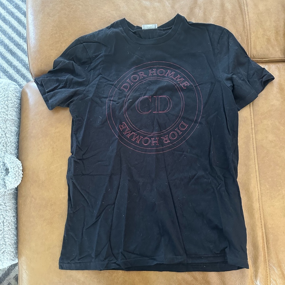 Dior Black Short Sleeve Tee with Classic Badge Design